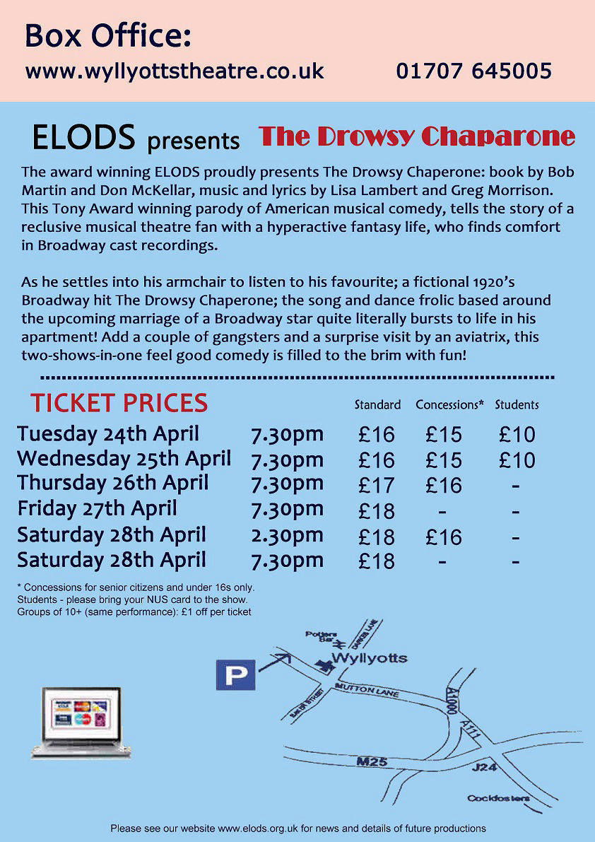 Prices 'The Drowsy Chaperone' April 2018